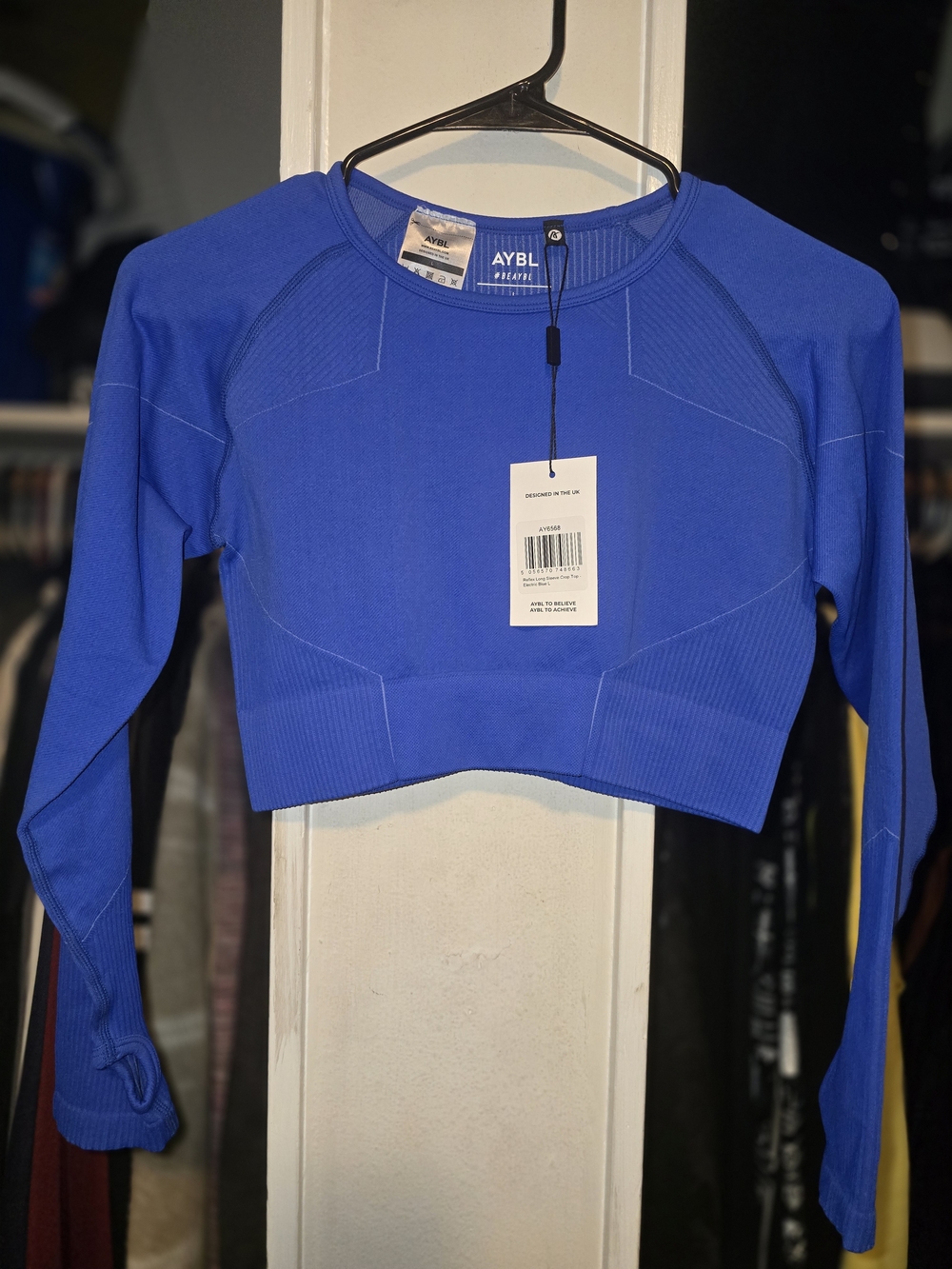 AYBL NWT Electric Blue Seamless Long Sleeve Crop Top